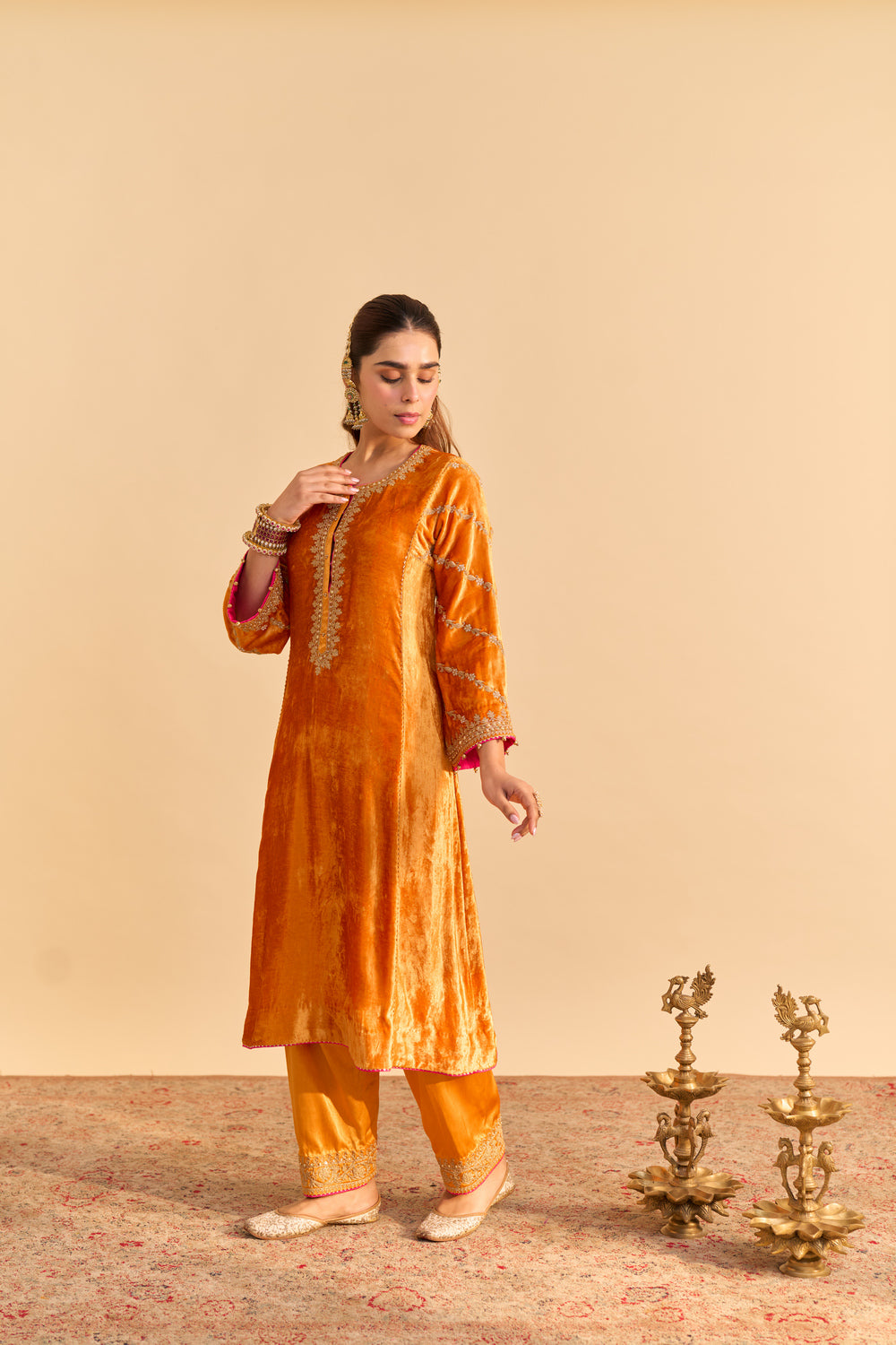Azmiya - Orange Chauga with Salwar