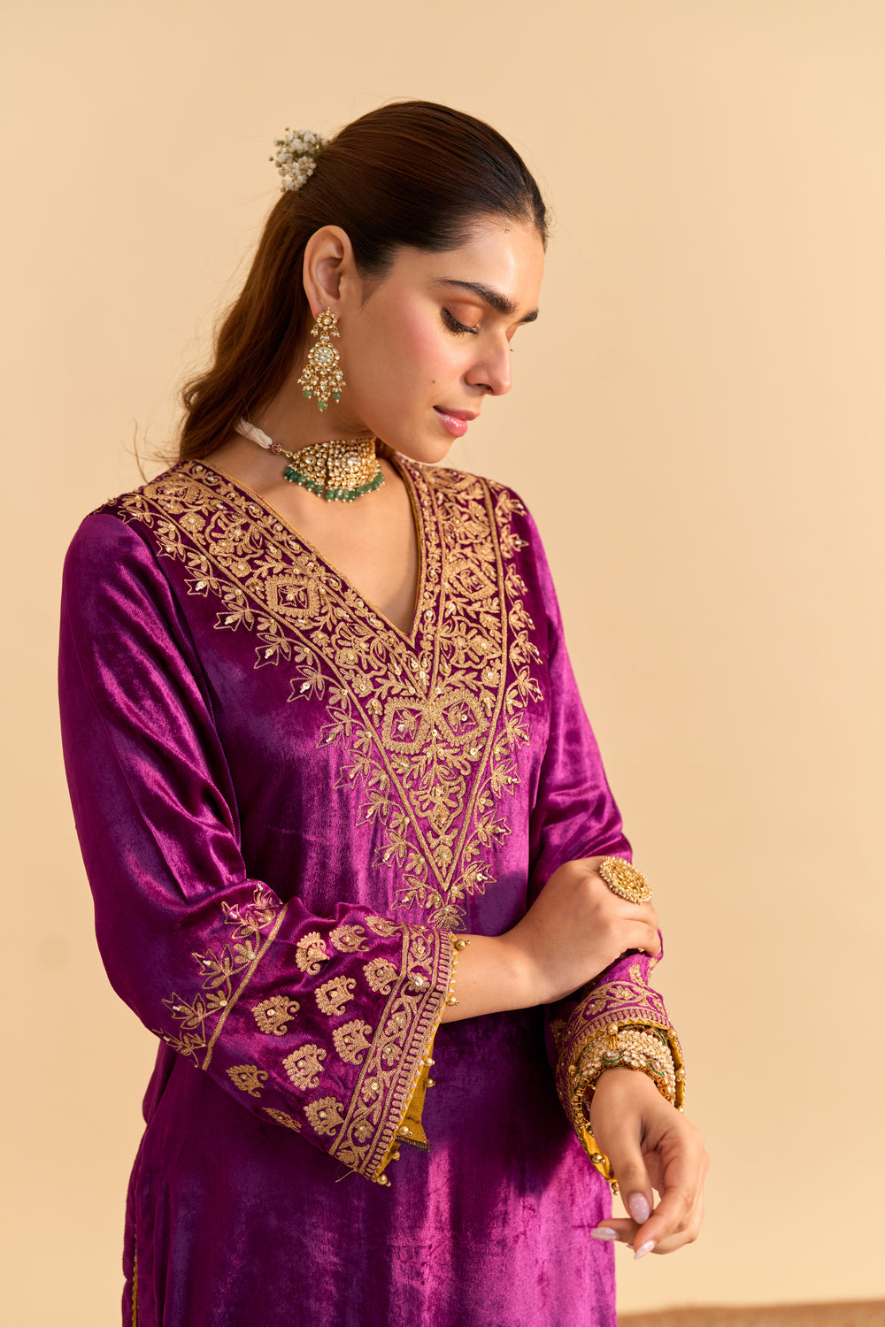 Aynaz - Deep Purple Kurta with Salwar