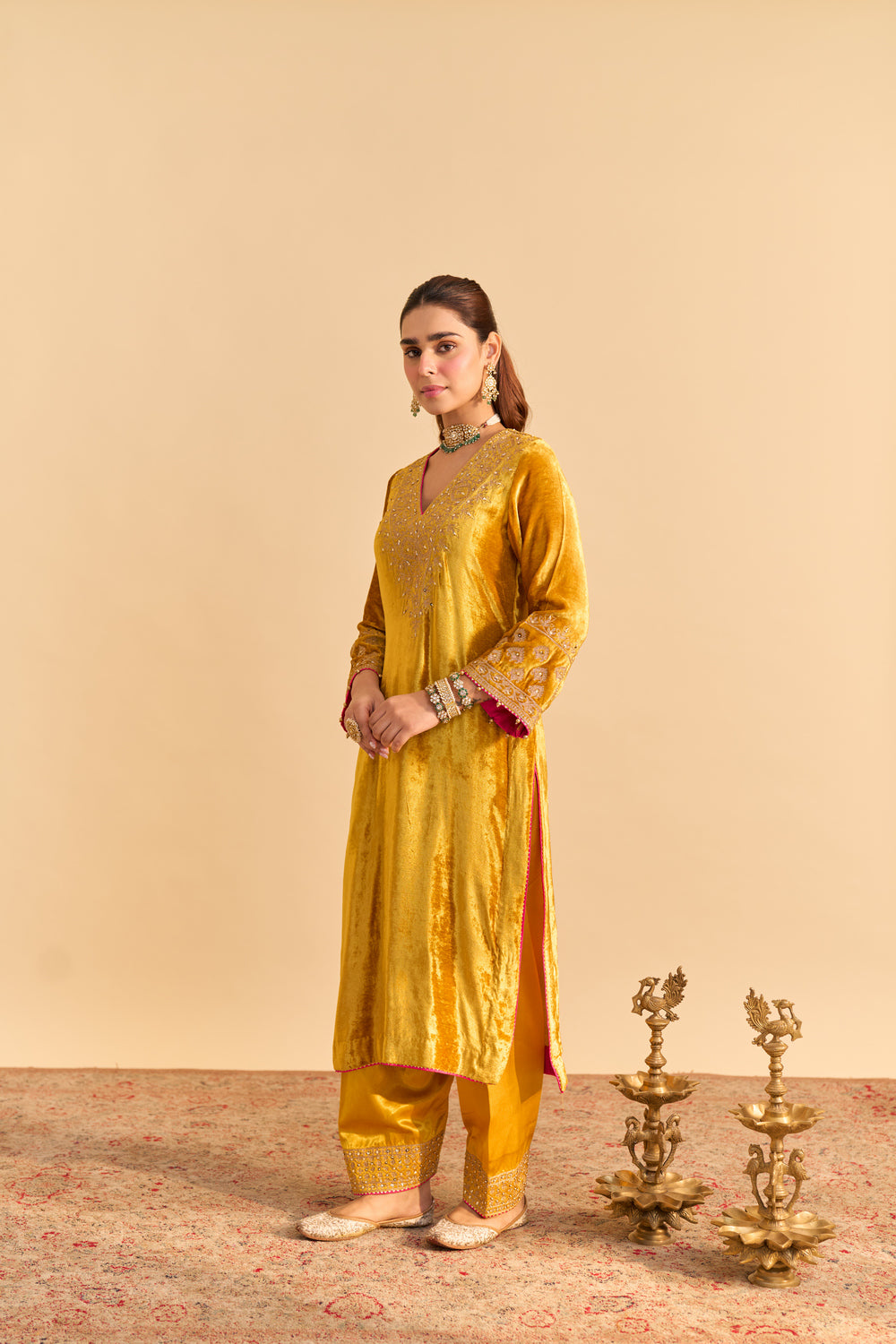 Aynaz - Mustard Kurta with Salwar