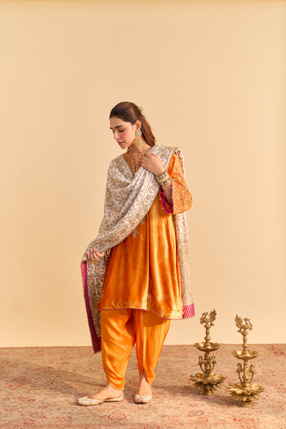 Eira - Orange A-line Kurta with Dhoti