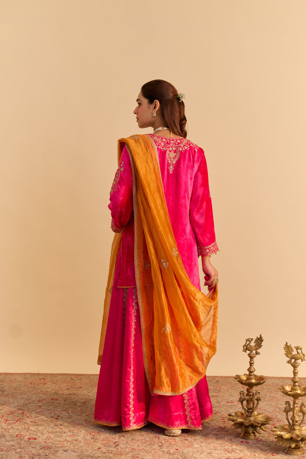 Aroob - Hotpink Kurta with Sharara and Dupatta