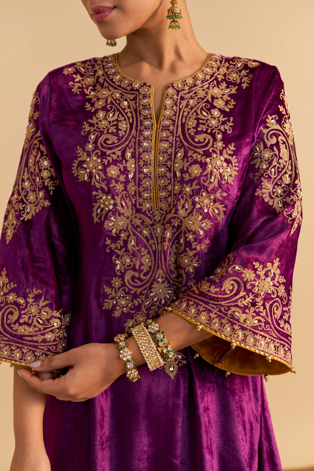 Eira - Deep Purple A-line Kurta with Dhoti