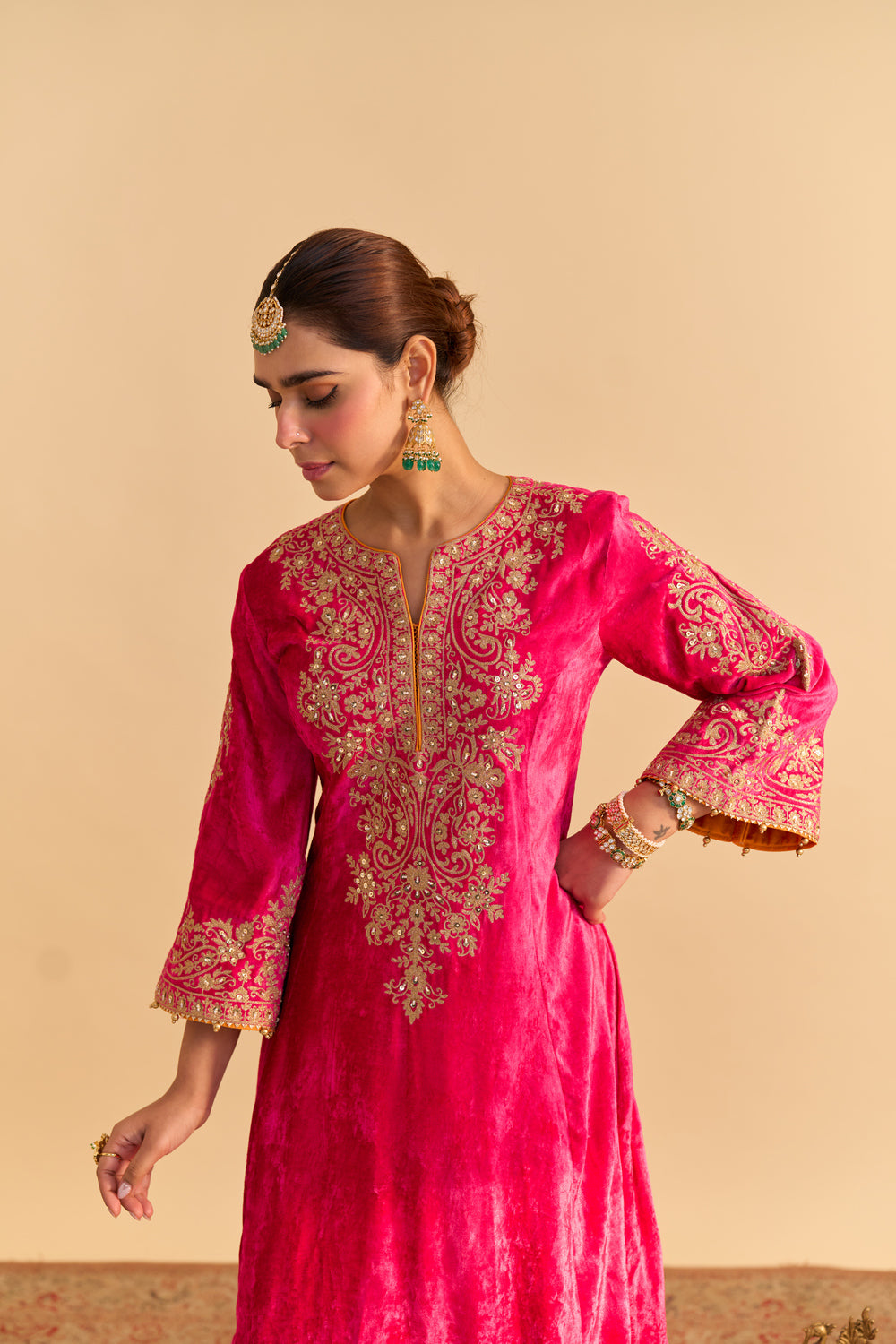 Eira - Hotpink A-line Kurta with Dhoti