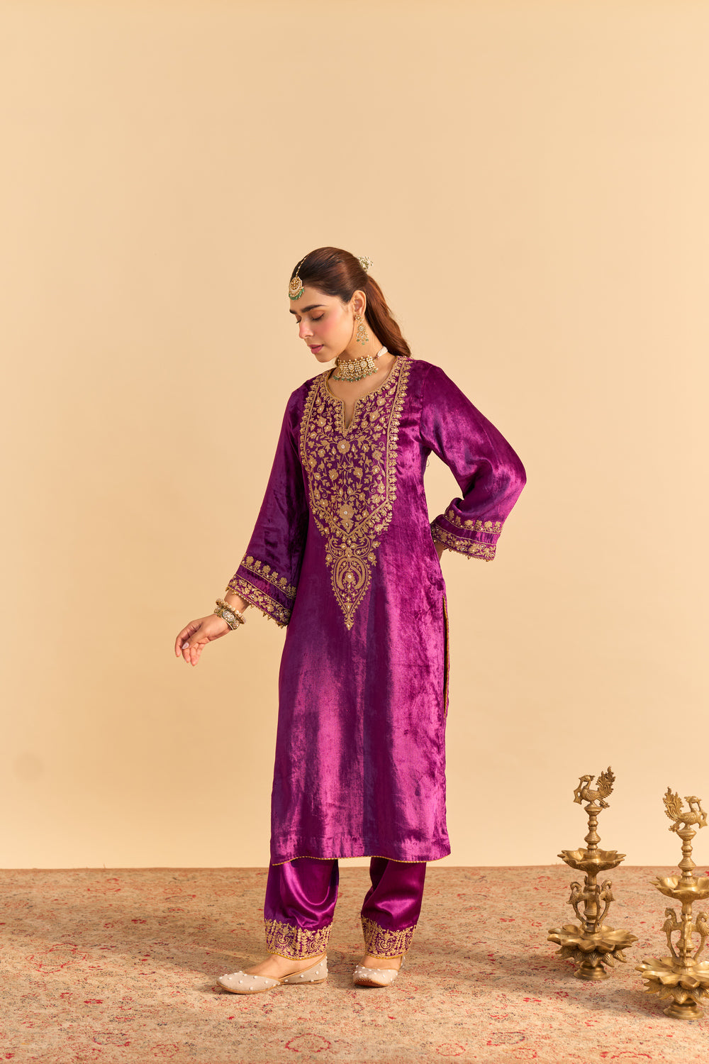 Fareeha - Deep Purple Kurta with Salwar