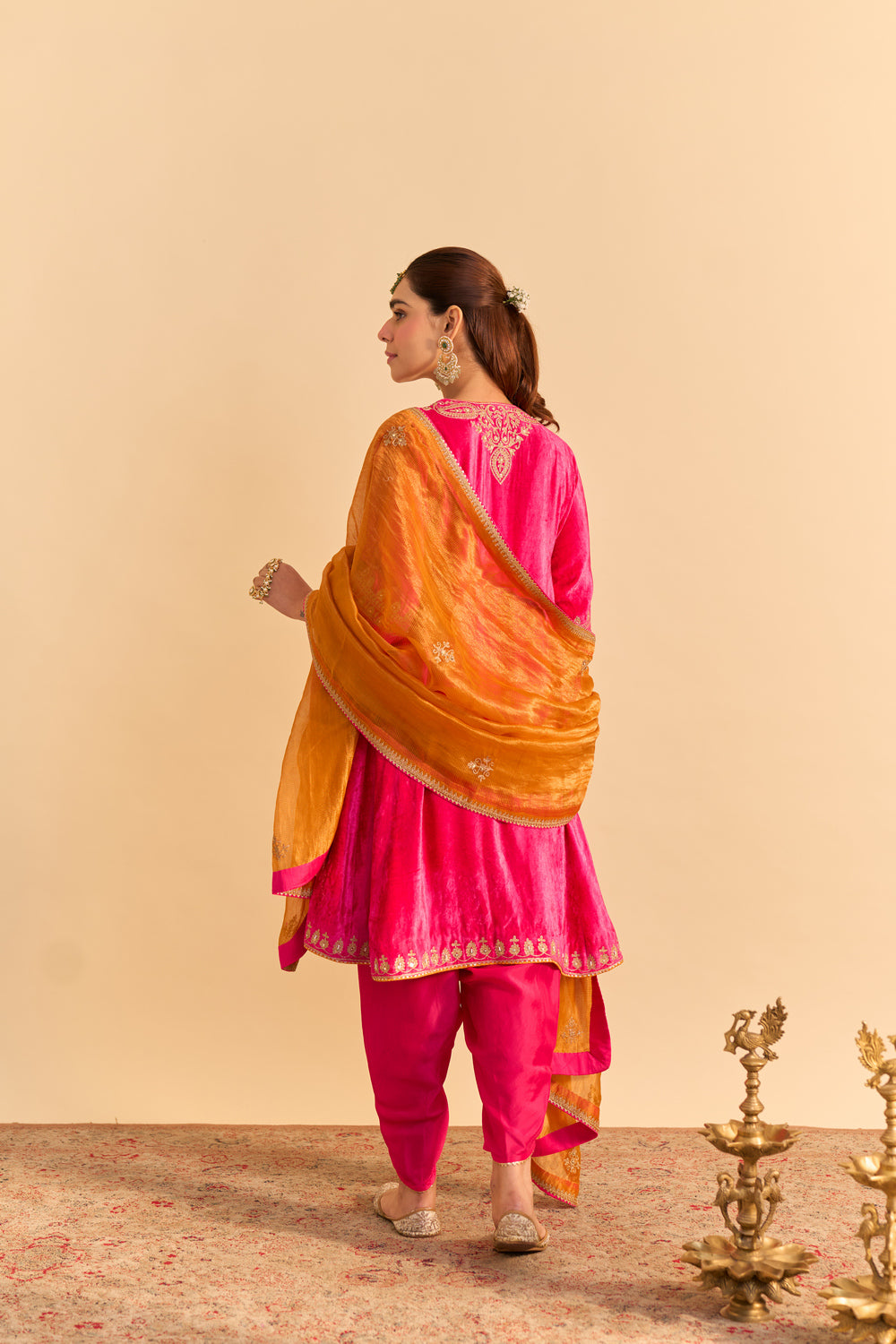 Amal - Hotpink A-line Kurta with Dhoti