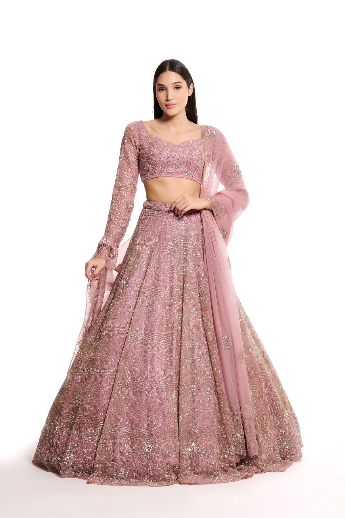 lilac bridal lehenga