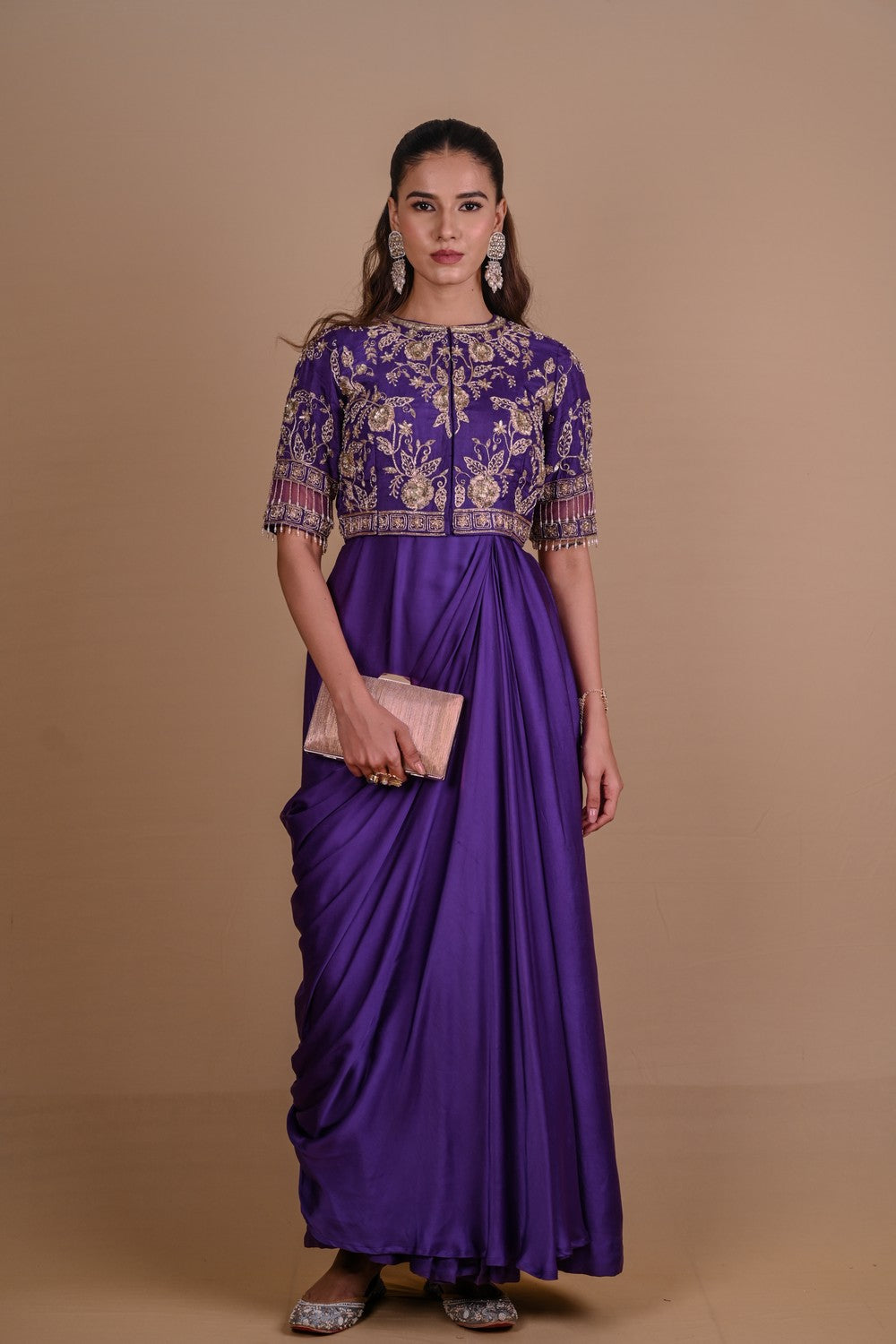 Purple Jacket-Gown set