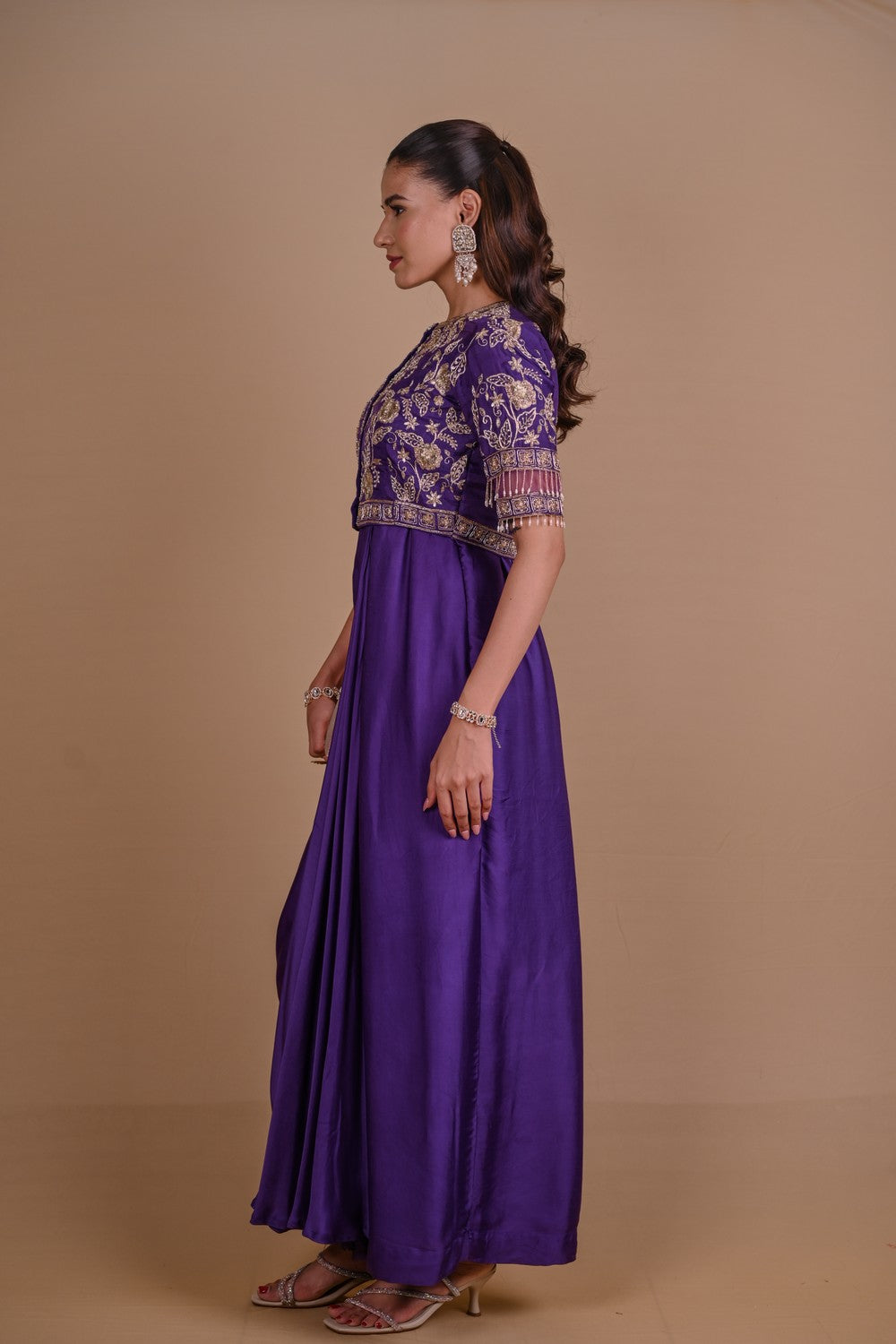 Purple Jacket-Gown set