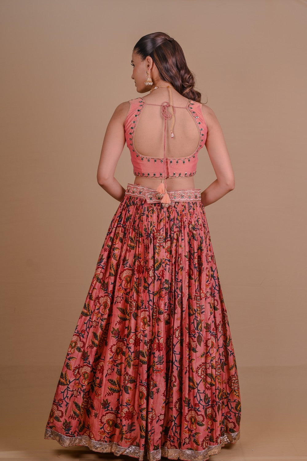 Peach Floral Begum Lehenga