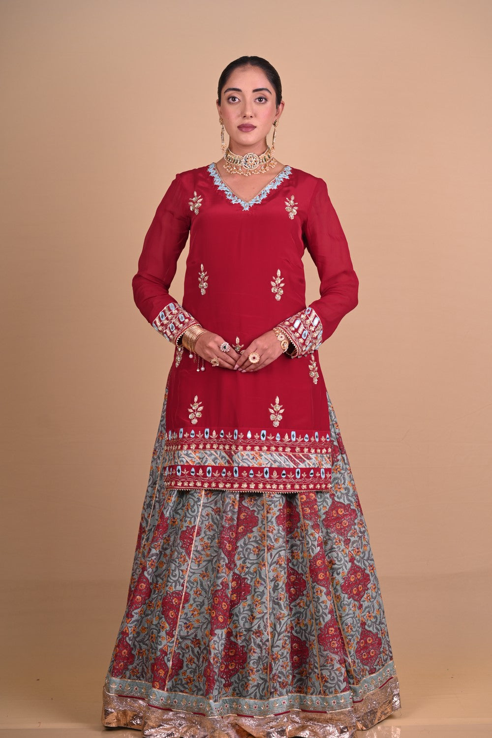 Maroon Begum lehenga set