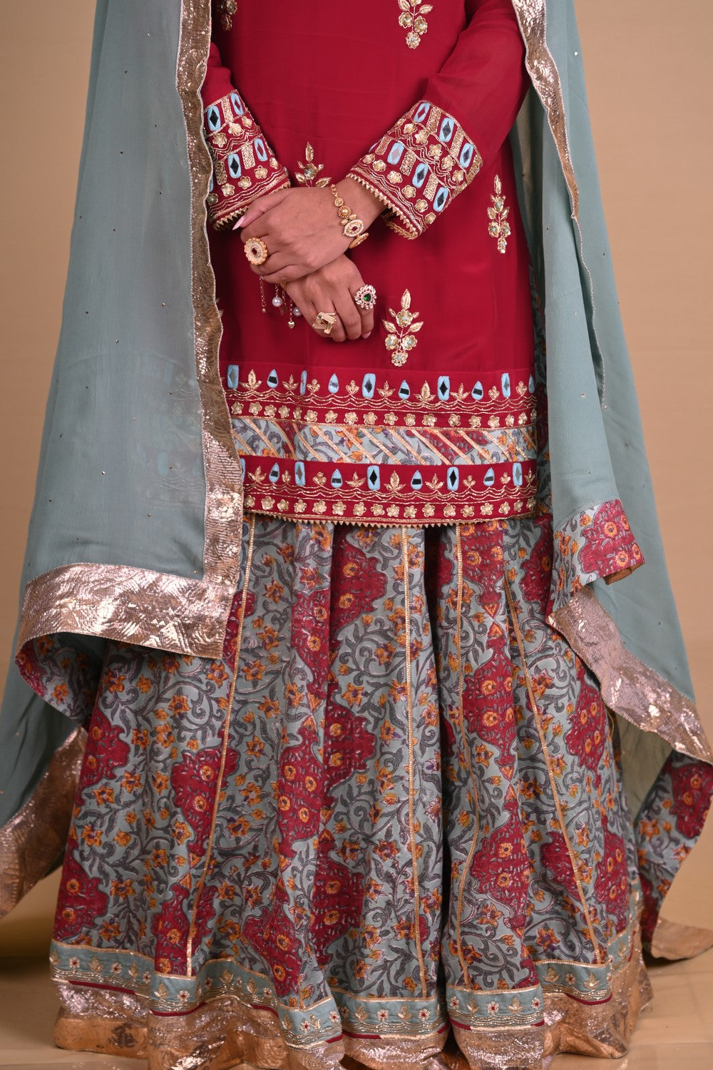 Maroon Begum lehenga set