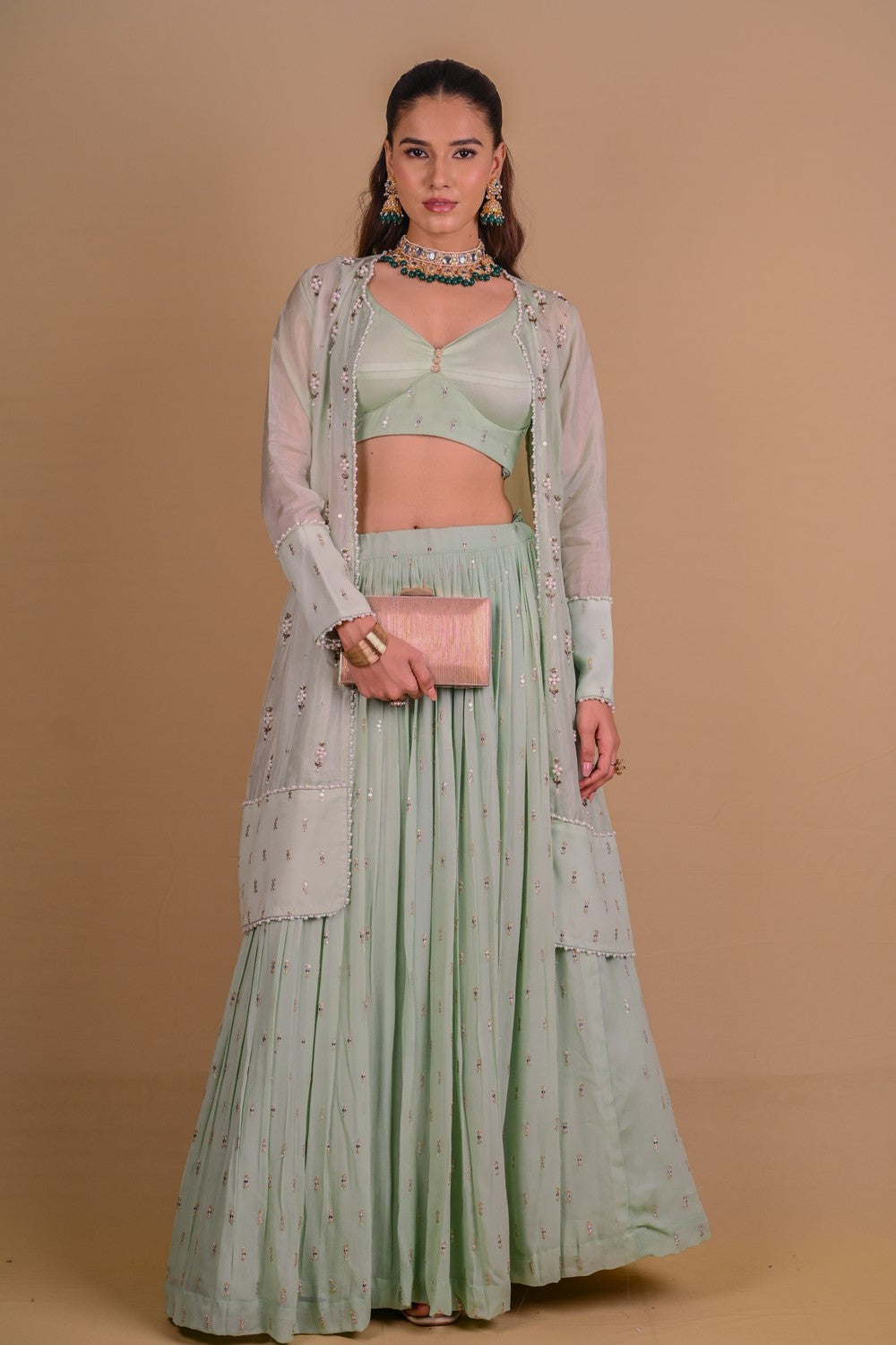 Mint Green Lehenga & jacket set