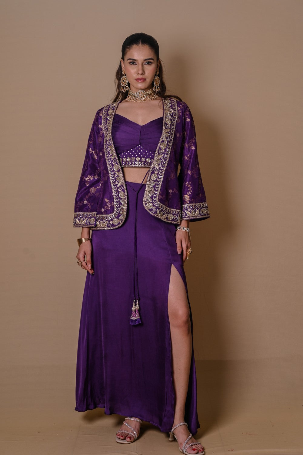 Purple jacket & skirt set