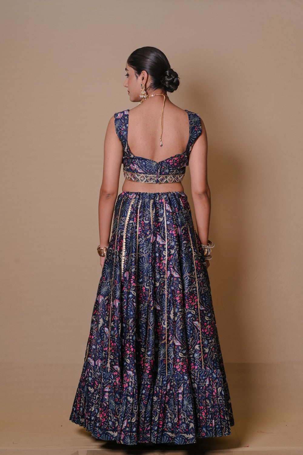 Navy blue lehenga & jacket set