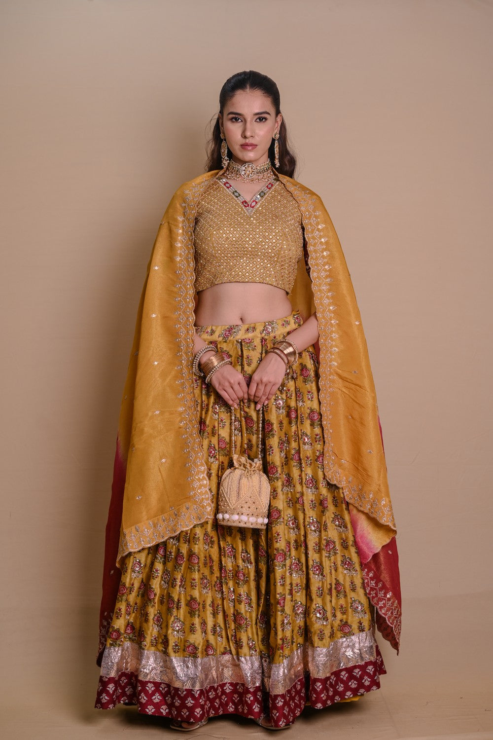 Mustard Yellow Begum lehenga
