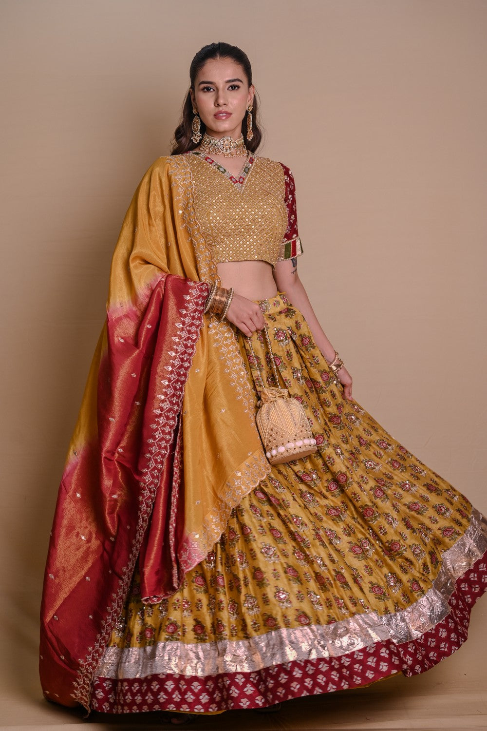 Mustard Yellow Begum lehenga