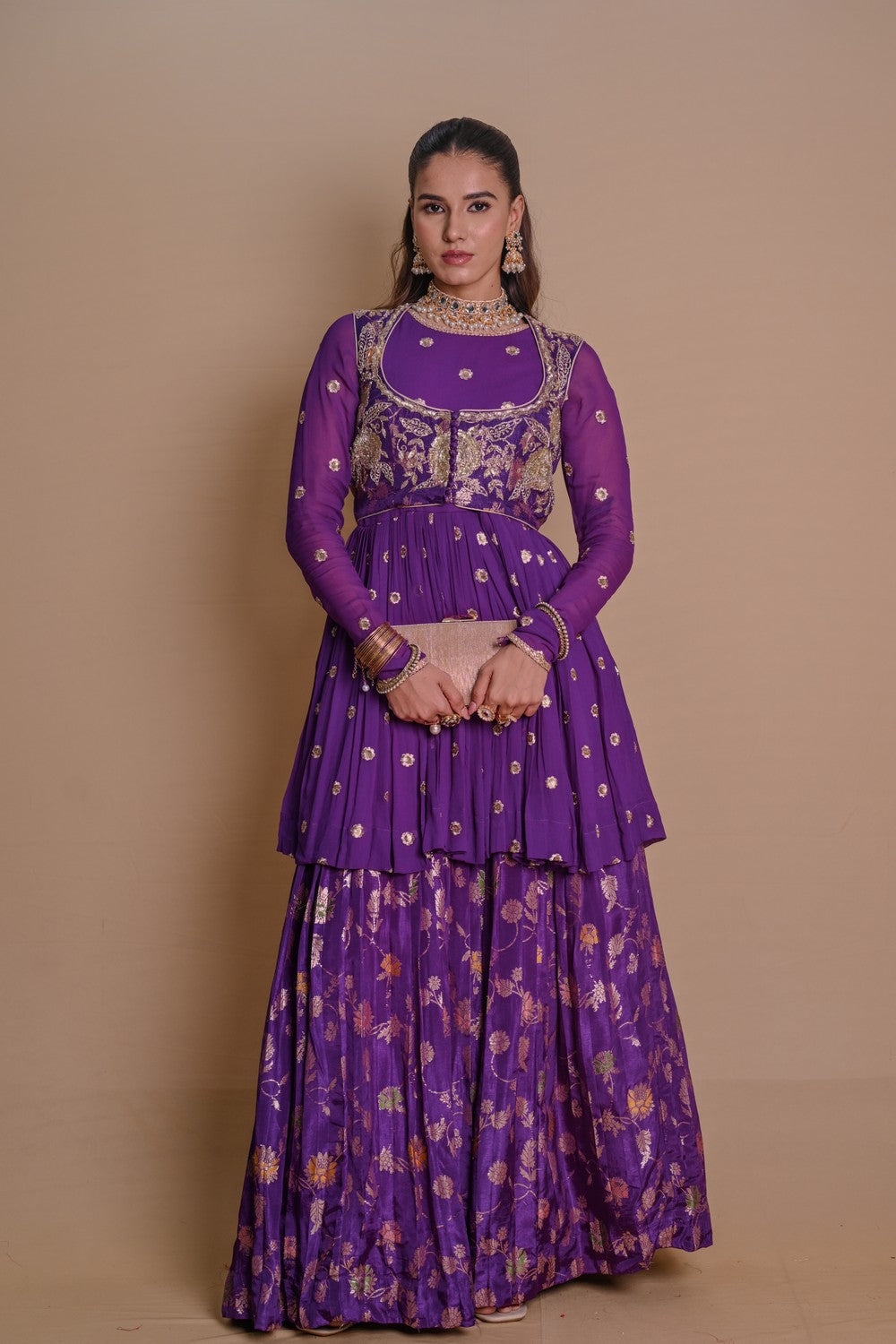 Purple Begum Lehenga set