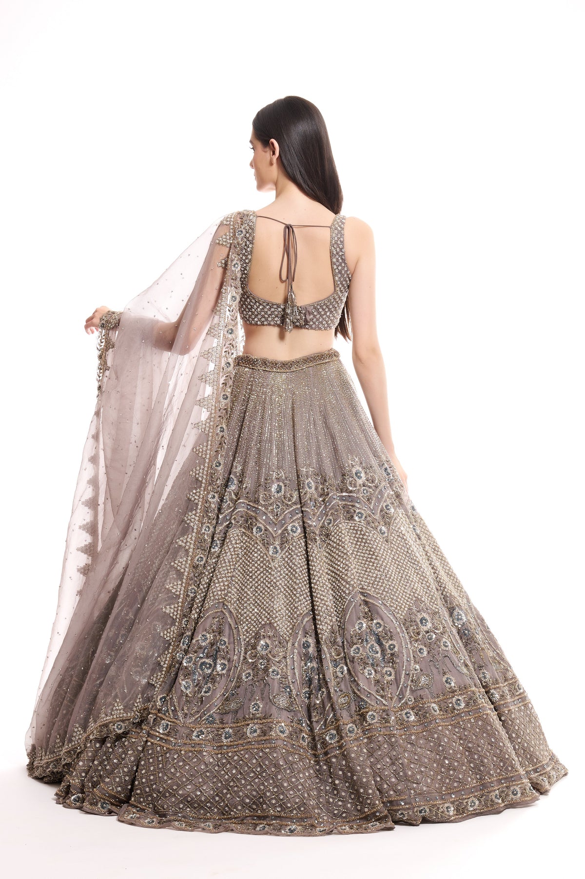grey wedding lehenga