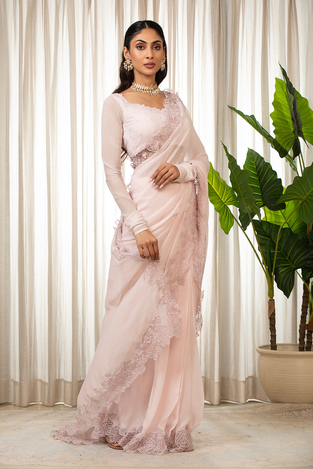 Pink Nikaza Saree Set
