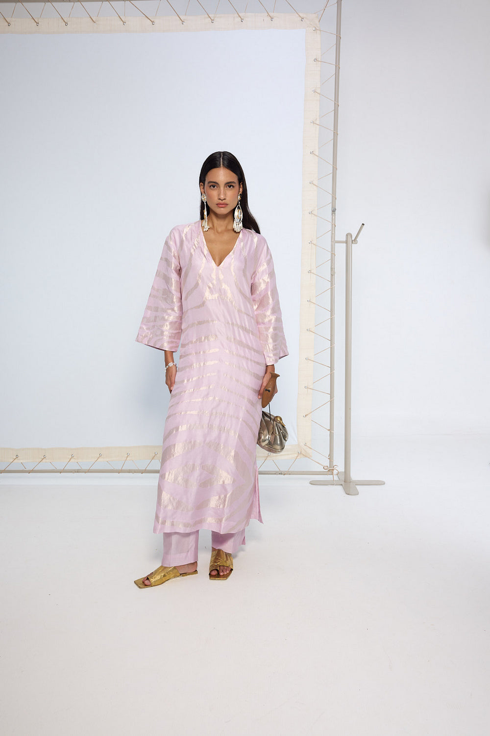 Handwoven Lavender Silk Kurta Set