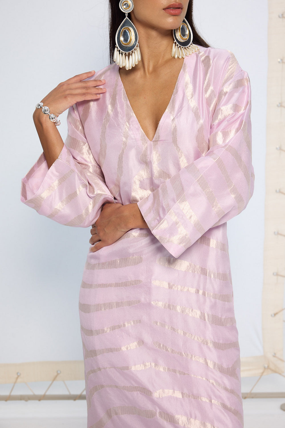 Handwoven Lavender Silk Kurta Set