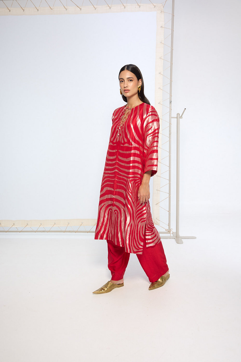 Handwoven Classic Red Kurta Set