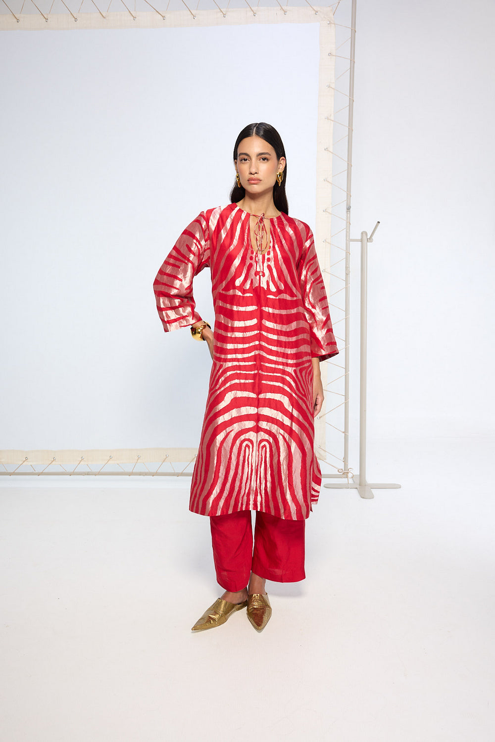 Handwoven Classic Red Kurta Set