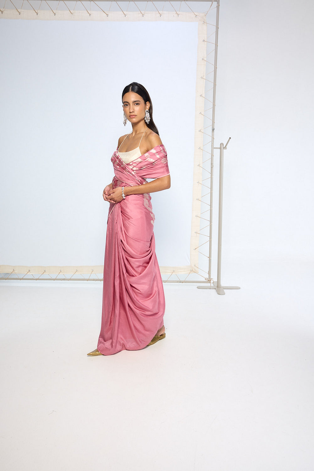 Handwoven Dusty Pink Silk Saree