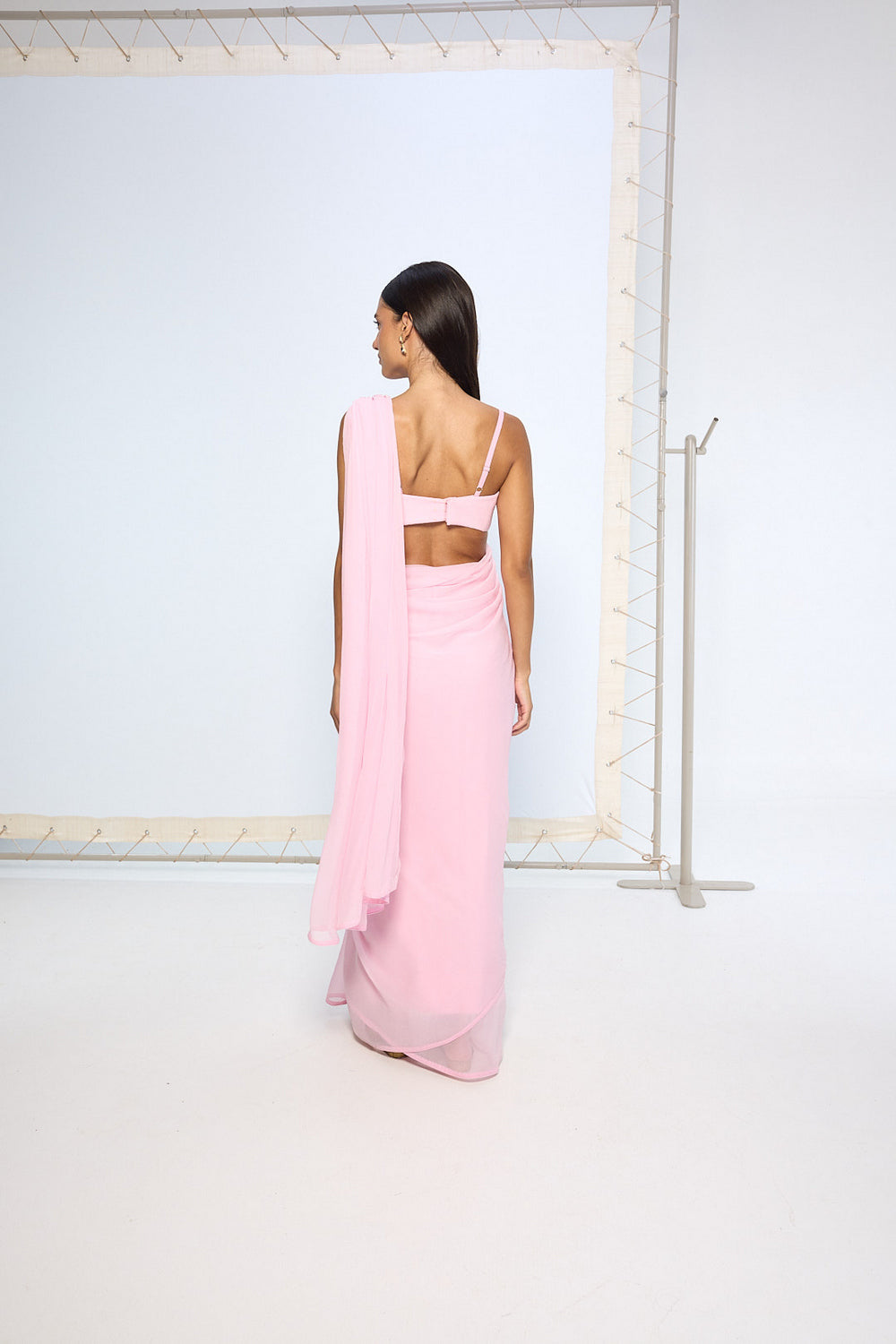 Blush Pink Brooch Saree