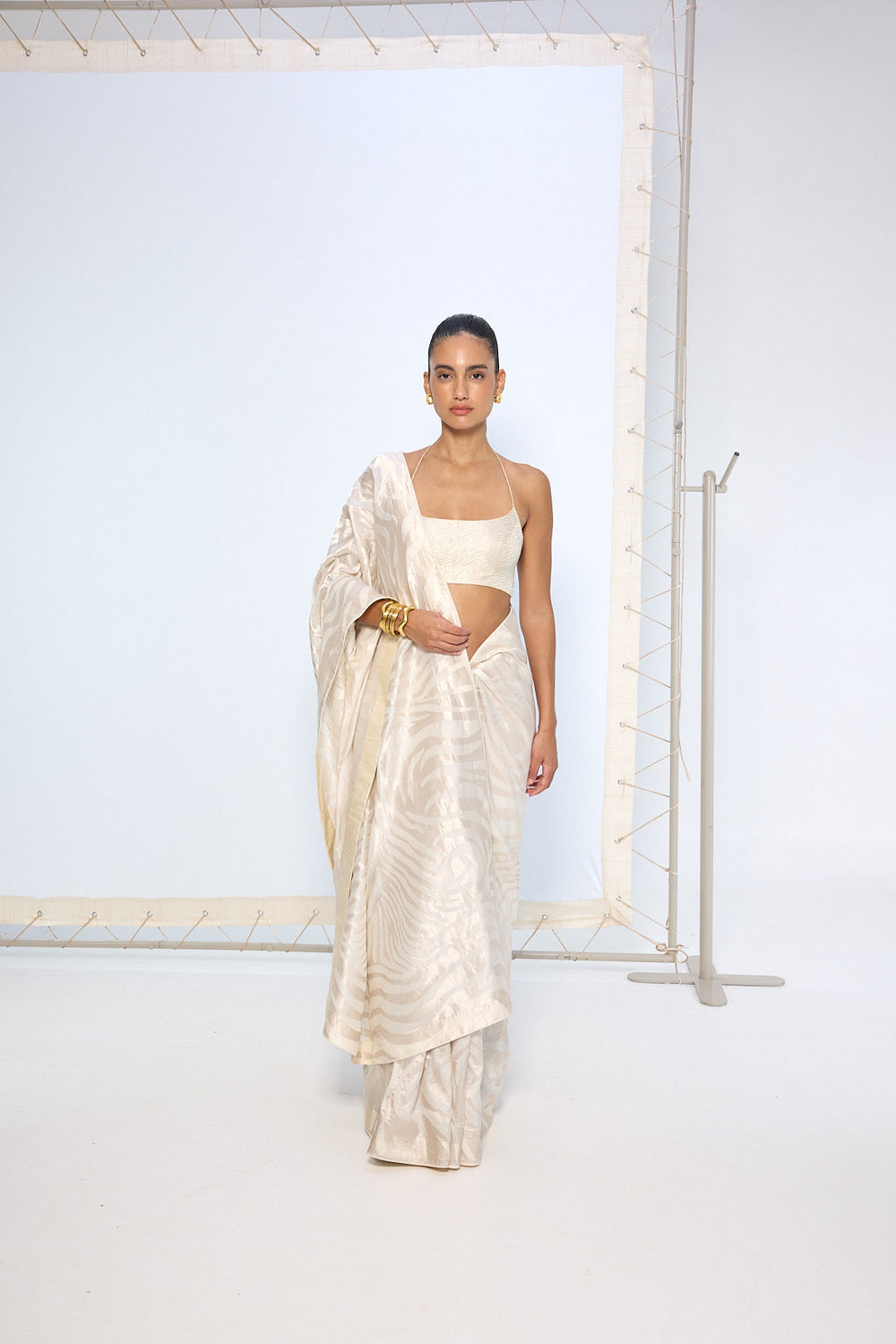 Handwoven Ivory Silk Saree