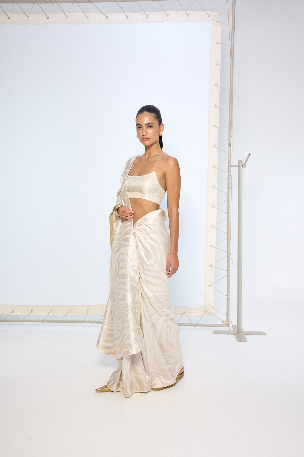 Handwoven Ivory Silk Saree