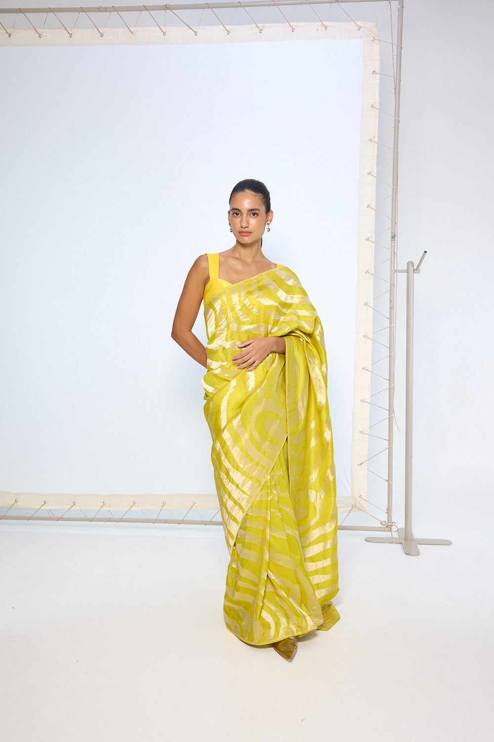 Handwoven Citrine Yellow Silk Saree