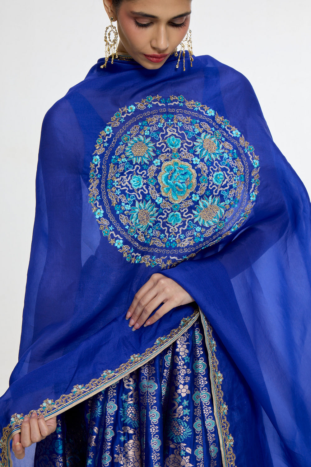 Handwoven Royal Blue Silk  Shawl