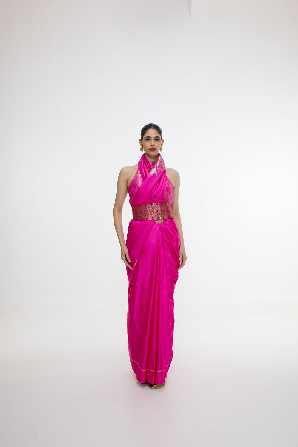 Handwoven Hot Pink Kadhwa Banarasi Saree