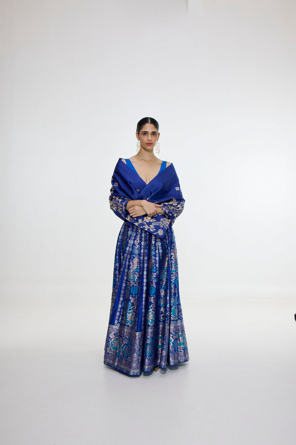 Handwoven Royal Blue Silk  Shawl
