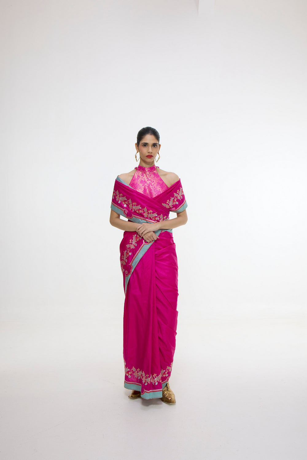 Handwoven Fuschia Pink Mashroo Silk Saree