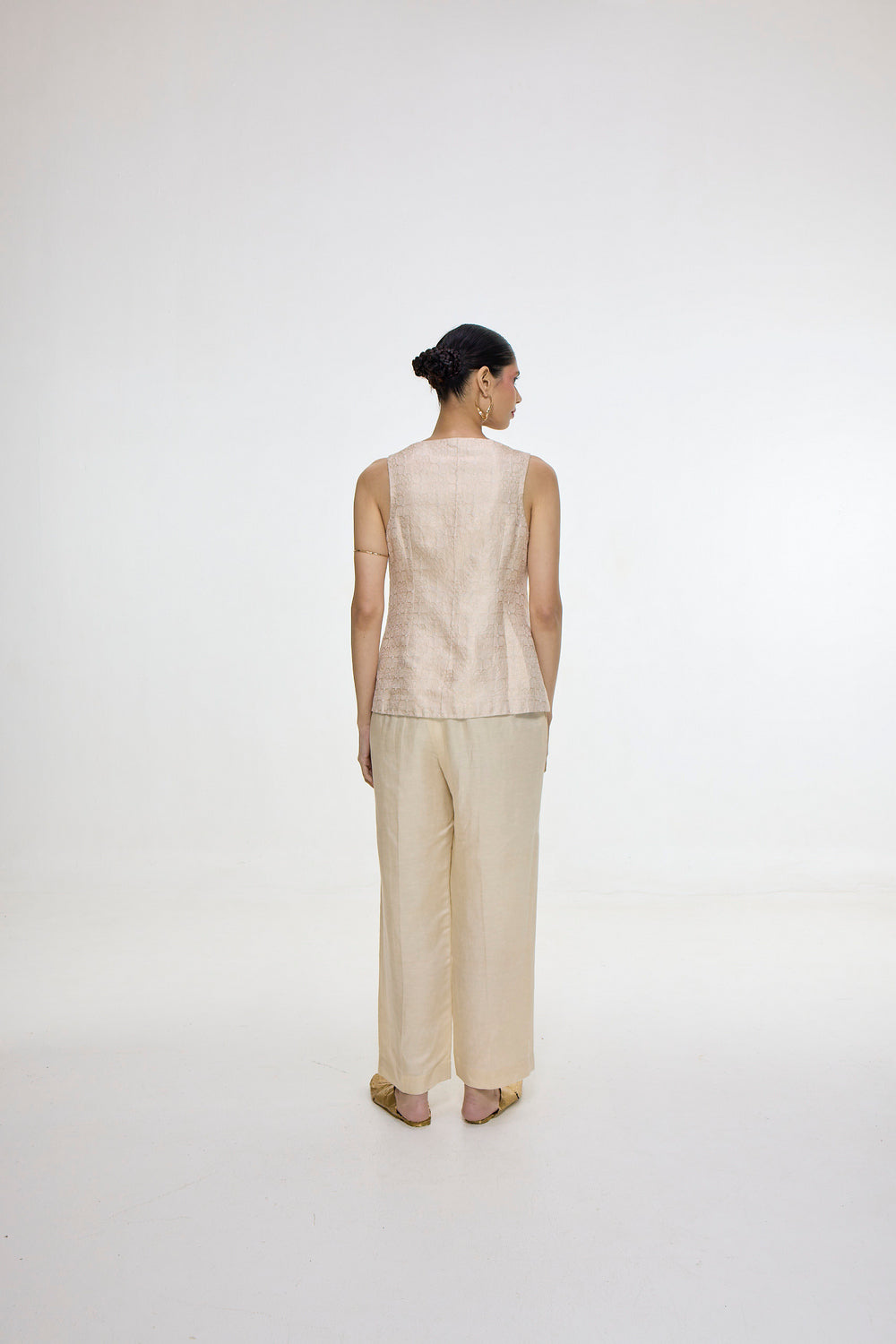 Handwoven Ivory Waistcoat Set