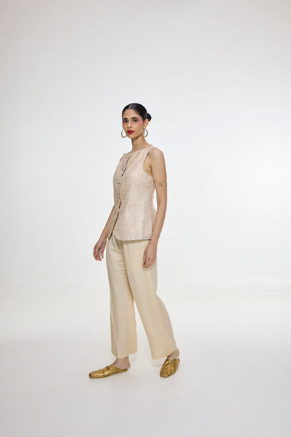 Handwoven Ivory Waistcoat Set