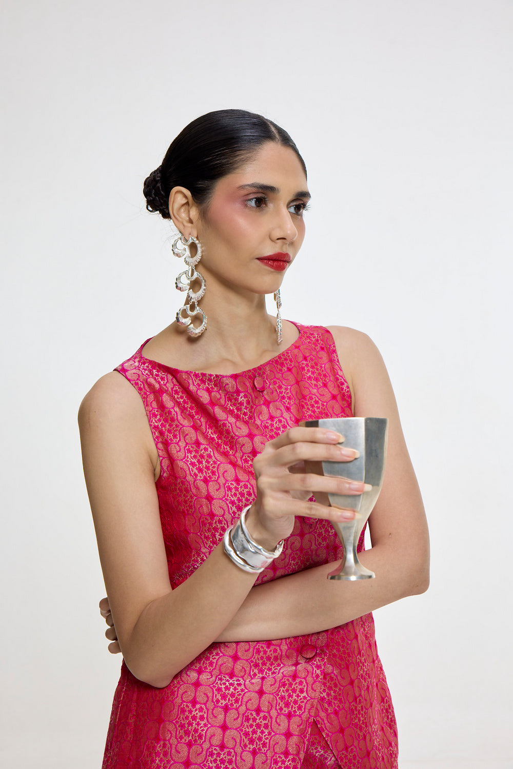 Handwoven Fuchsia Waistcoat Set