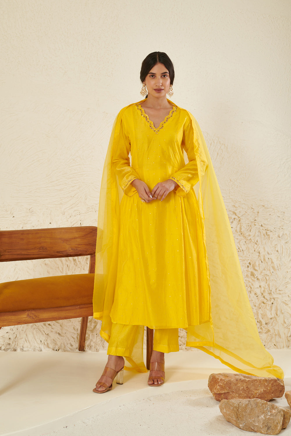 Yellow Embroidered Kurta Set