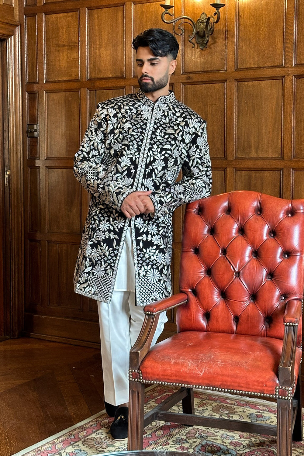Param Singh Bharaj in Black & Silver Sherwani Set