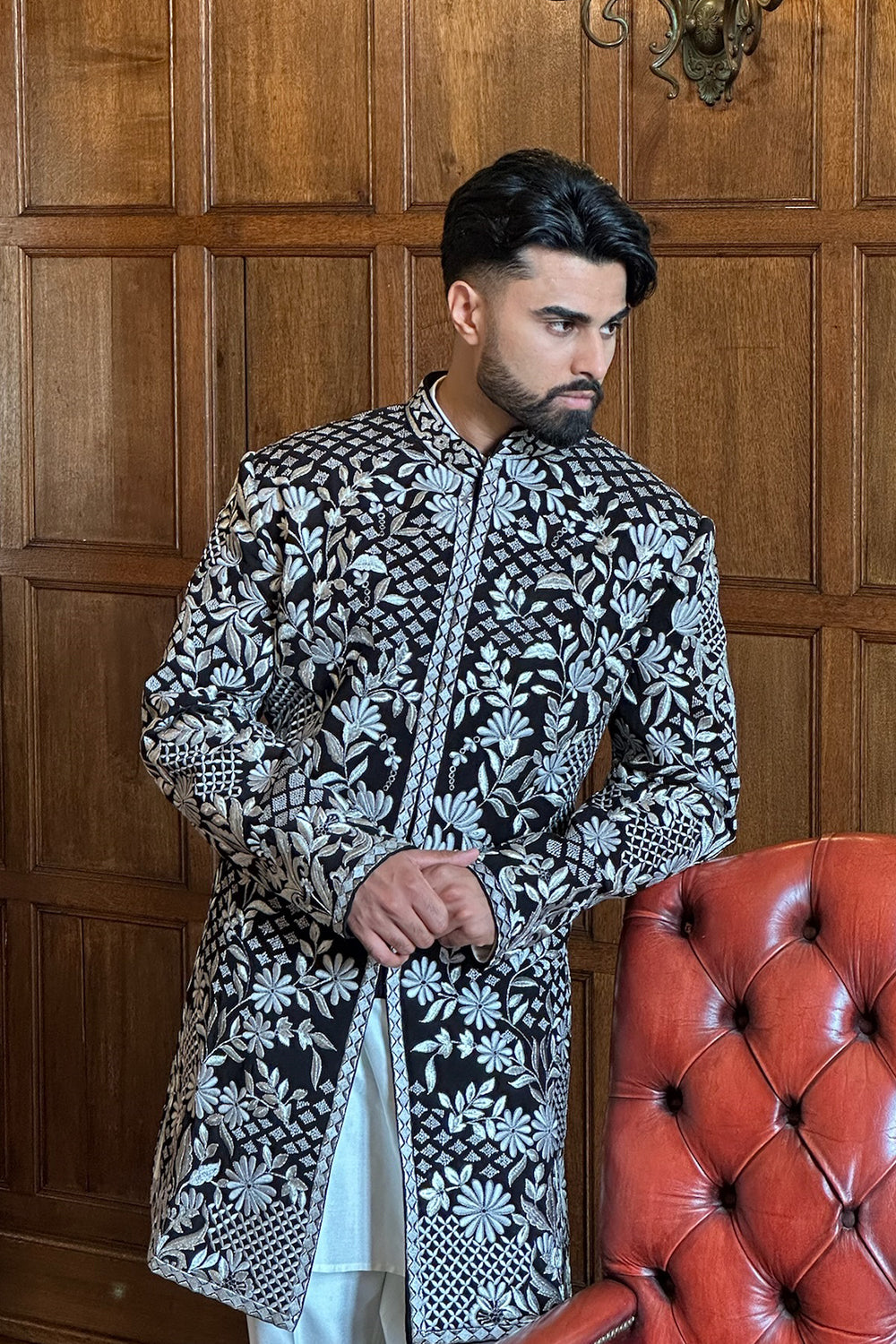 Param Singh Bharaj in Black & Silver Sherwani Set