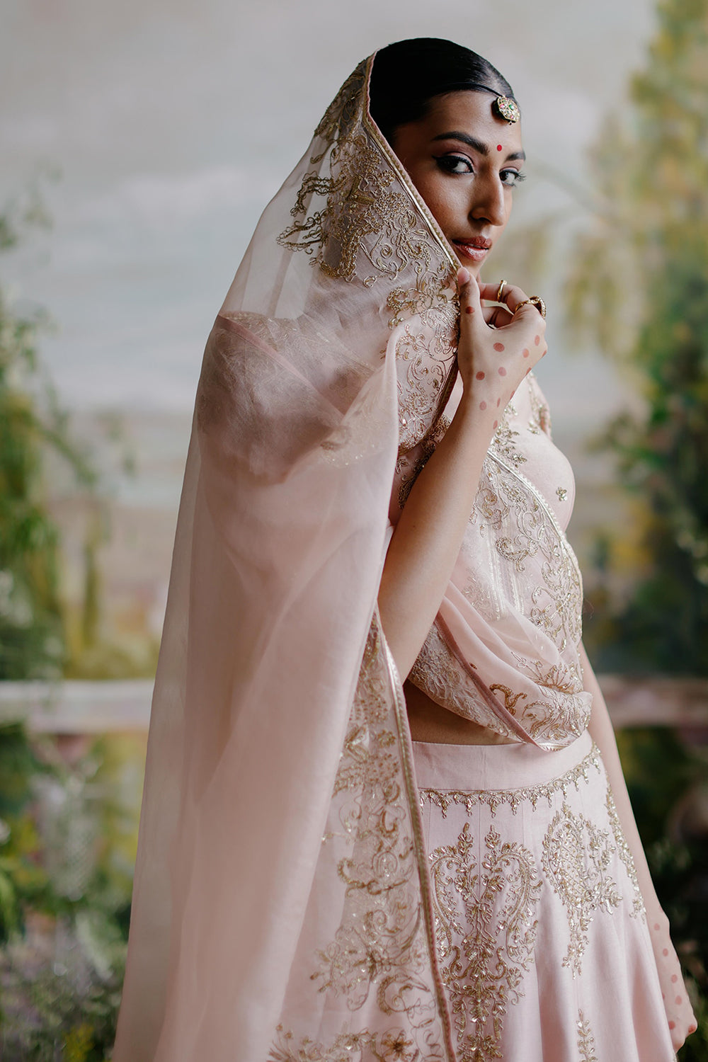Blush Pink Chanderi Lehenga Set