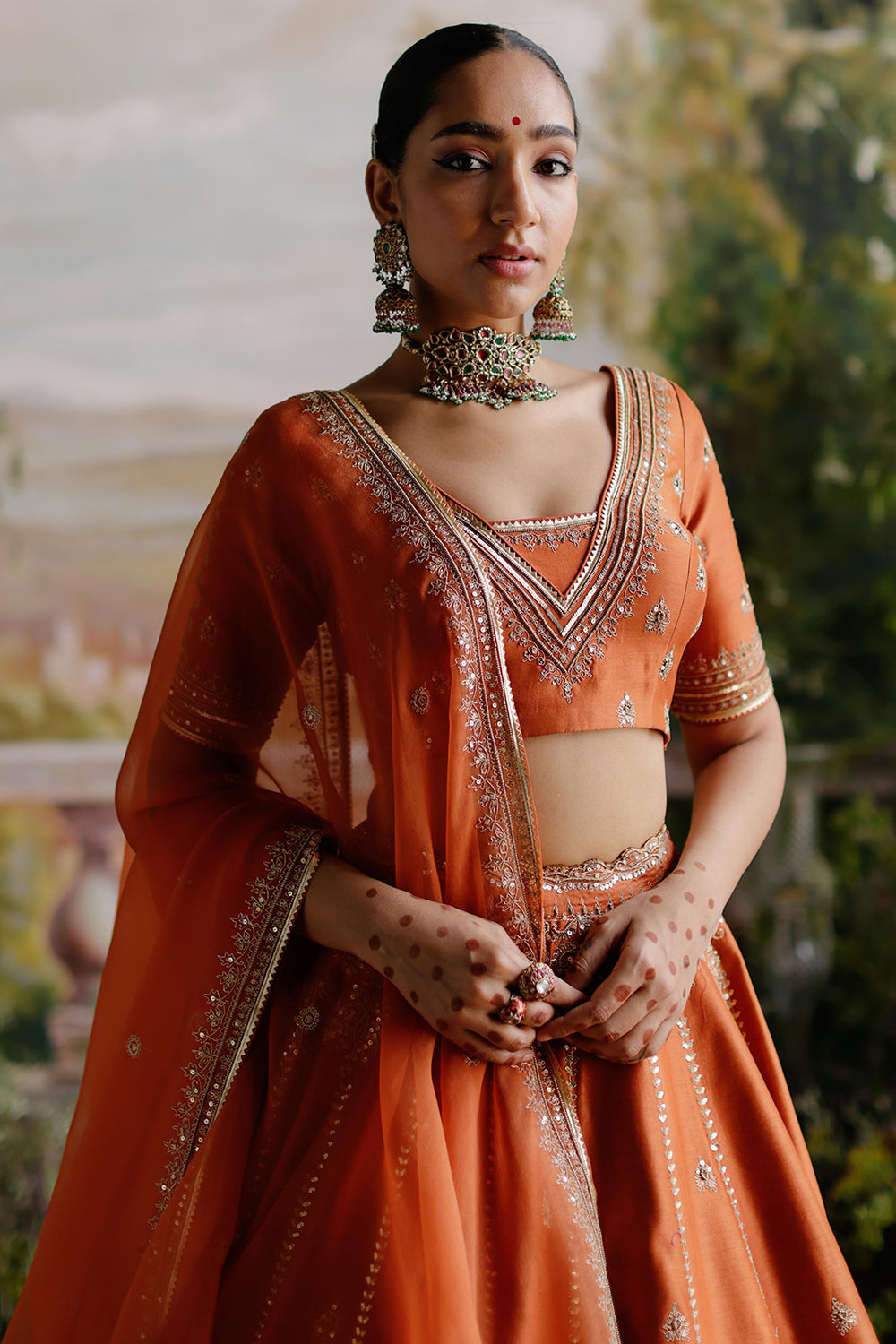 Rust Orange Lehenga Set