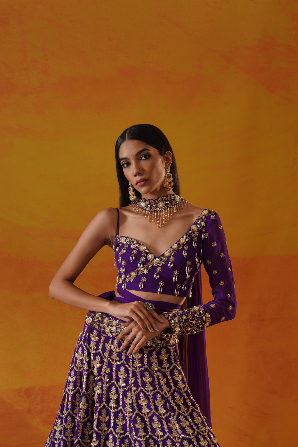 Purple Georgette Lehenga Choli Set