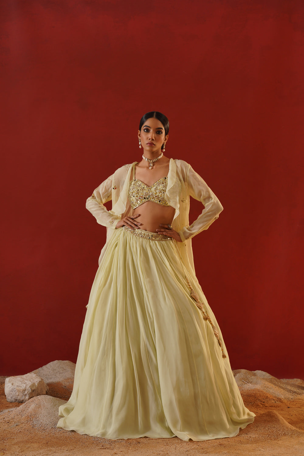 Mint Green Organza Lehenga Choli Set