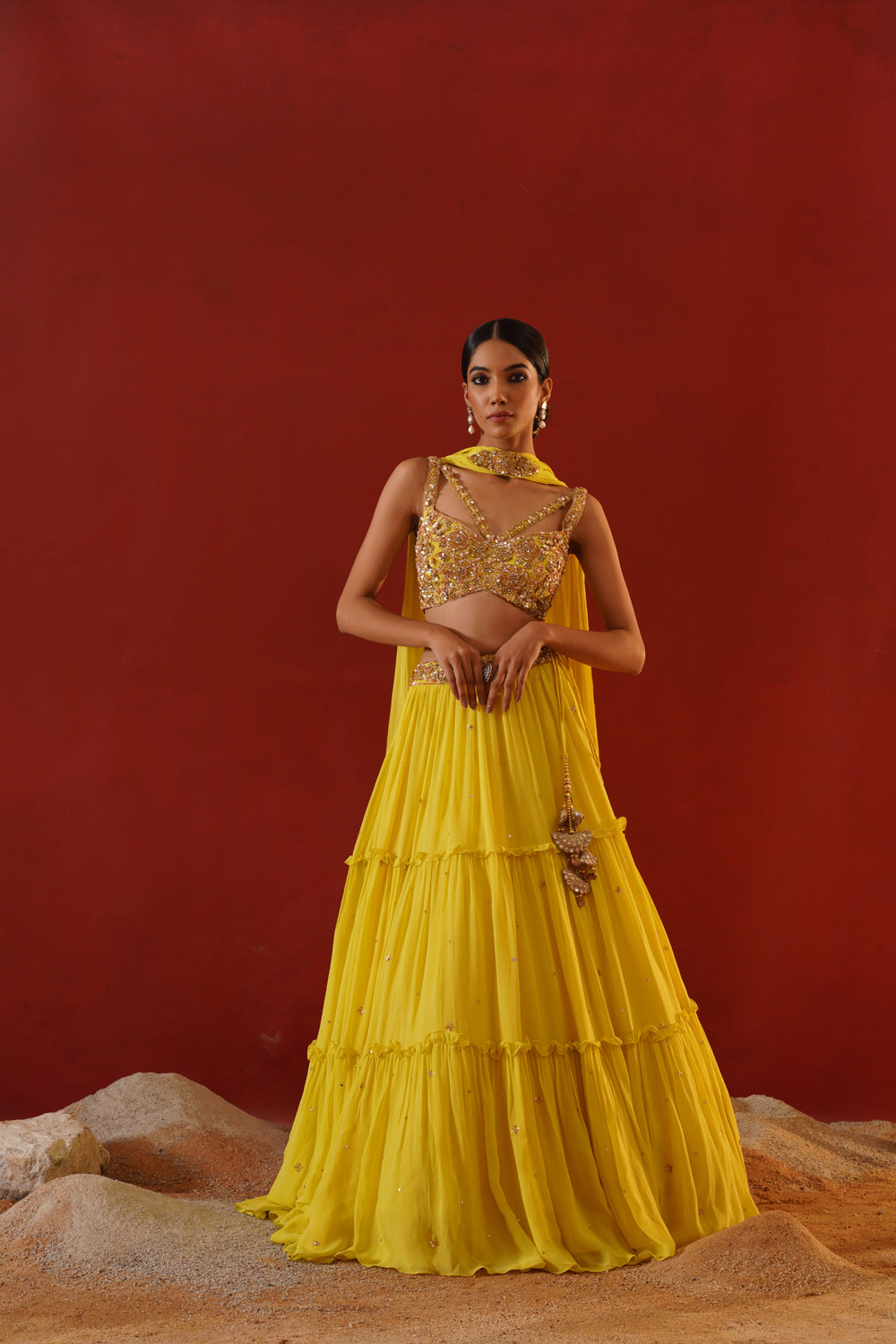 Yellow Georgette Lehenga Choli Set