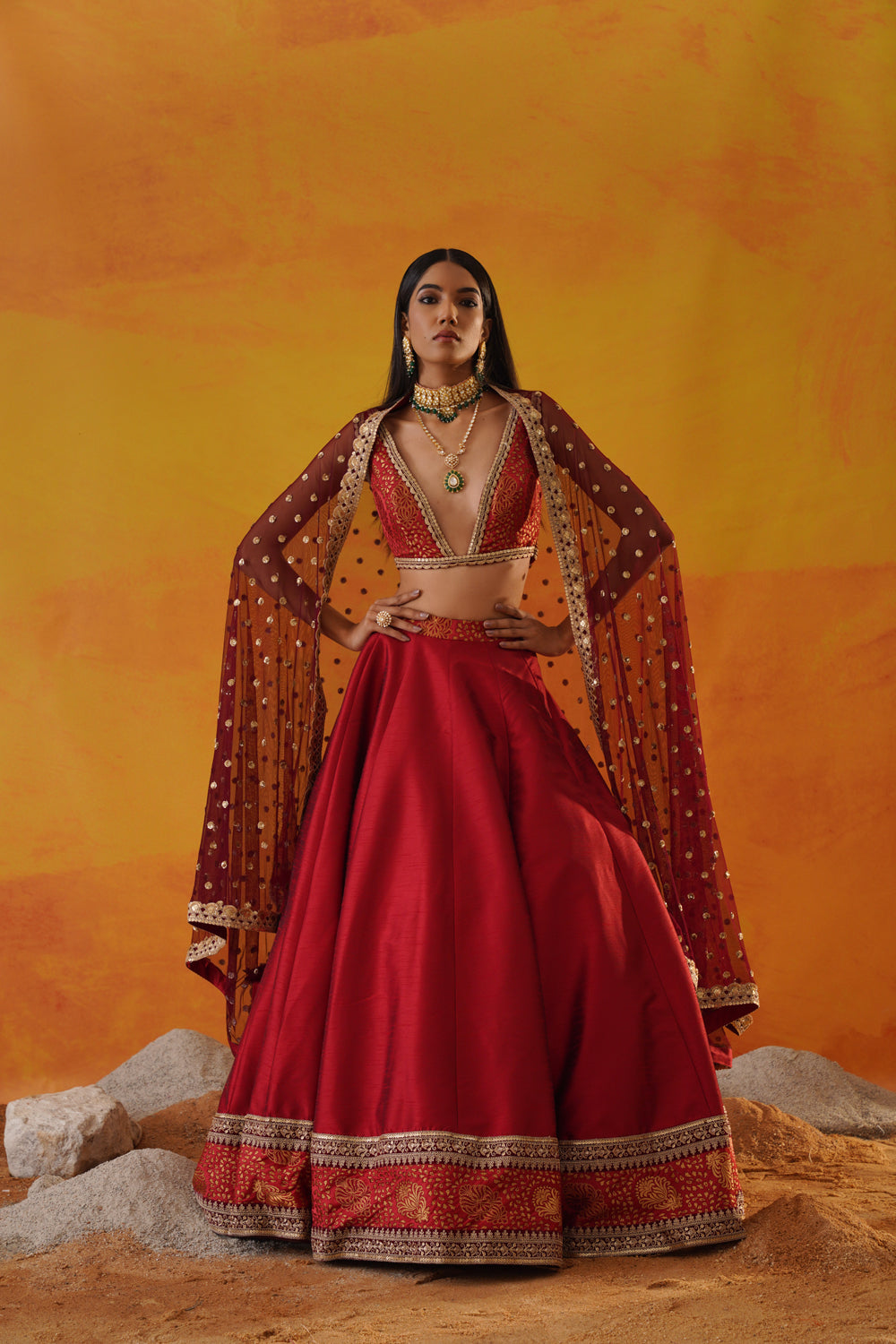 Maroon Dupion Silk Lehenga
 Choli Set