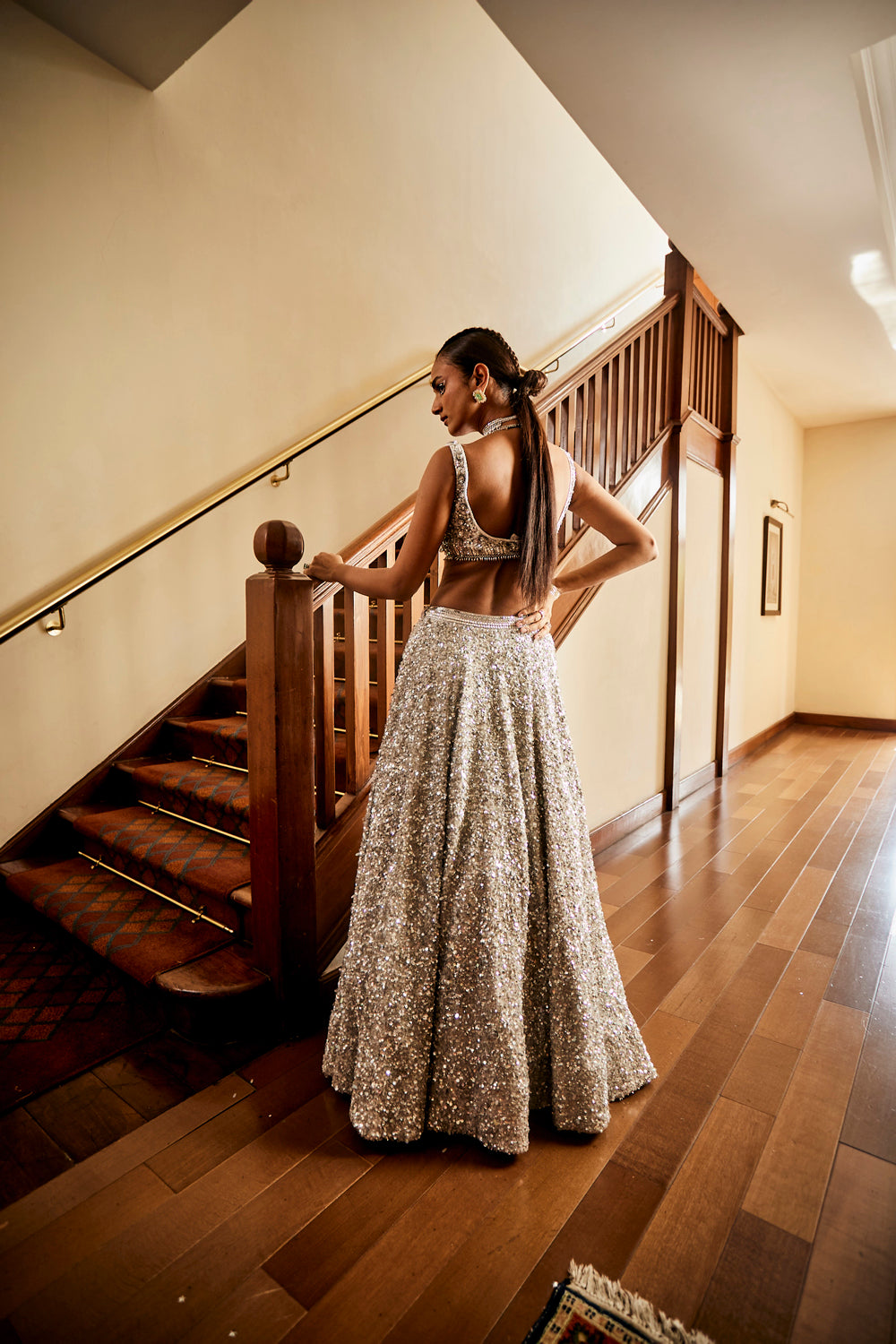 Silver Sparkle Grey Lehenga Set