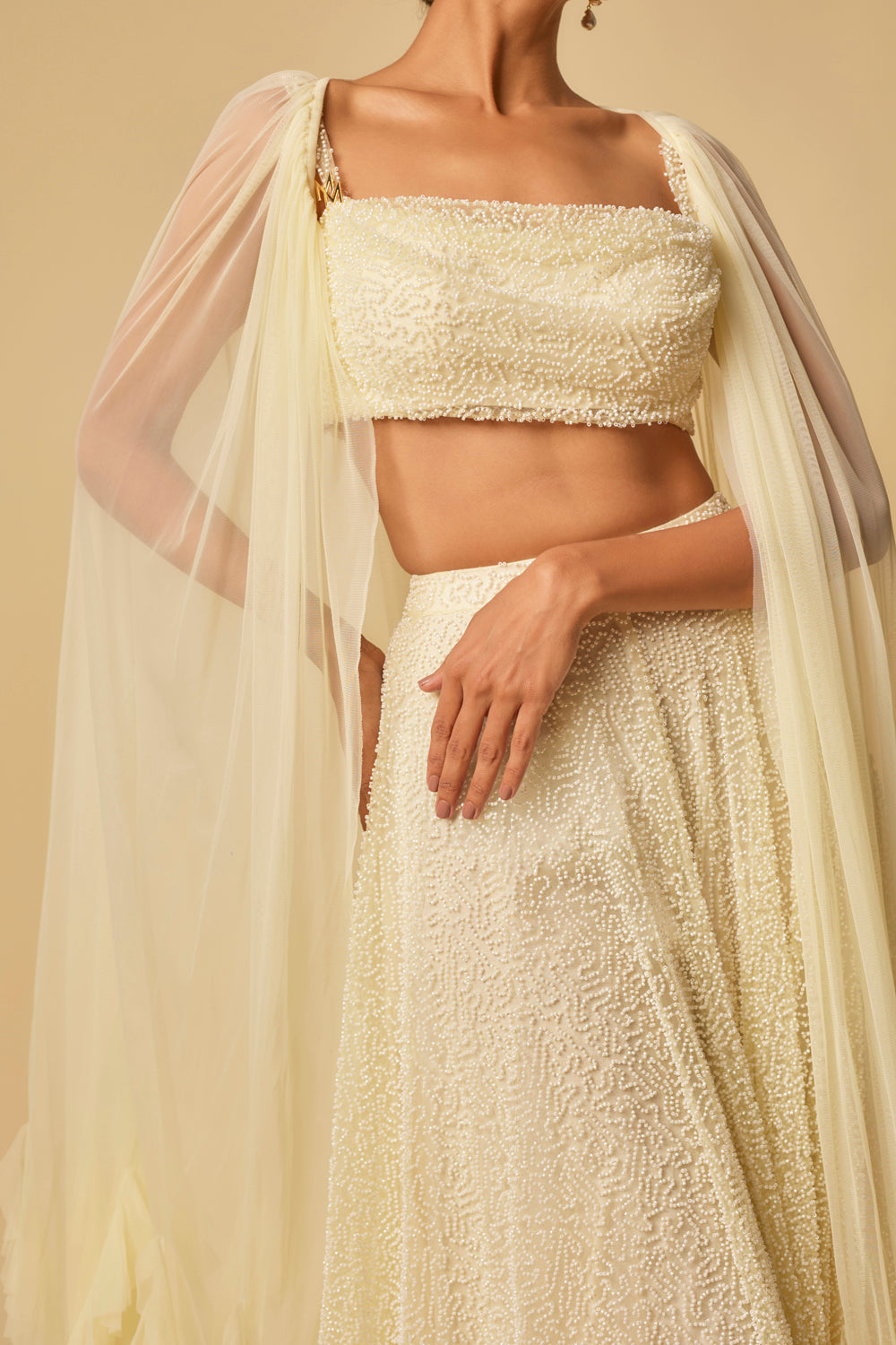 Yellow Heavy Embroidered Gharara With Blouse And Ruffle Cape